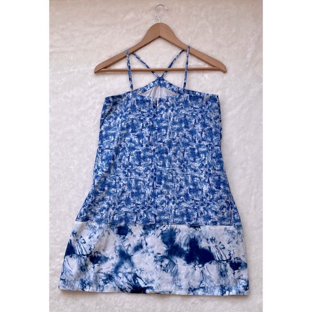NWT AMUR Aminah Halter Dress in Mykonos Blue Brushstrokes, Size 2 - Picture 13 of 16